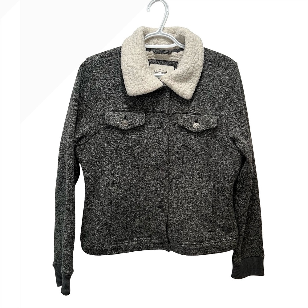Abercrombie & Fitch Womens Sherpa Lined Jacket Gray